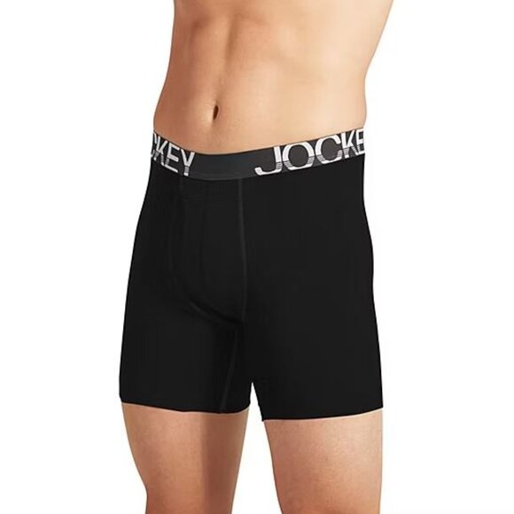 Men's 3-Pack Jockey Cotton Stretch Long-Leg 7" Inseam Boxer Briefs Black Size XL - Picture 2 of 5